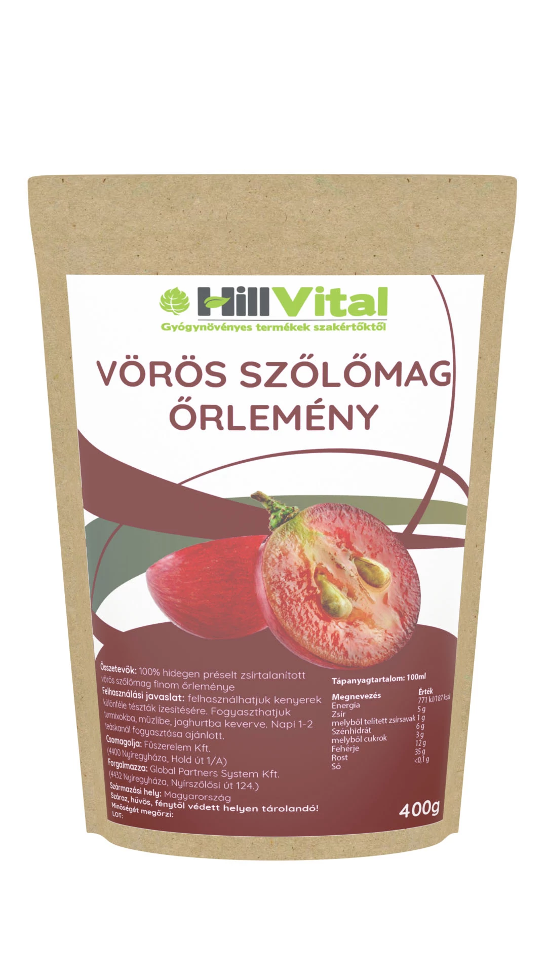 Vörös szőlőmag őrlemény